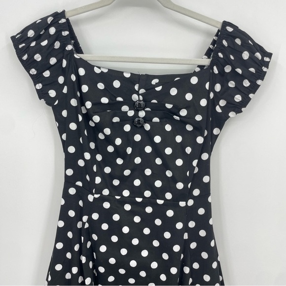 ModCloth Collectif London Polka Dot Pinup Dress Sz XS black white - Picture 2 of 9